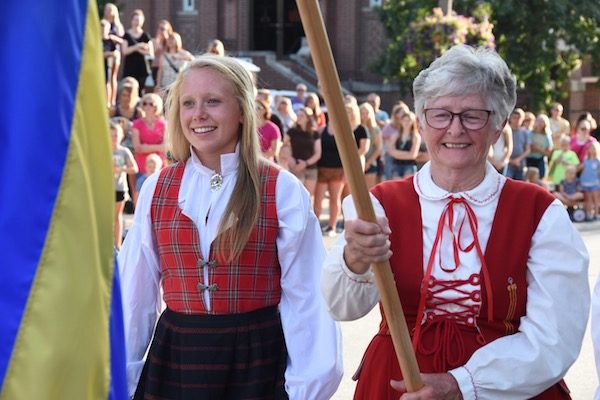 Carrying the Swedish flag at Nordic Fest Opening Ceremonies